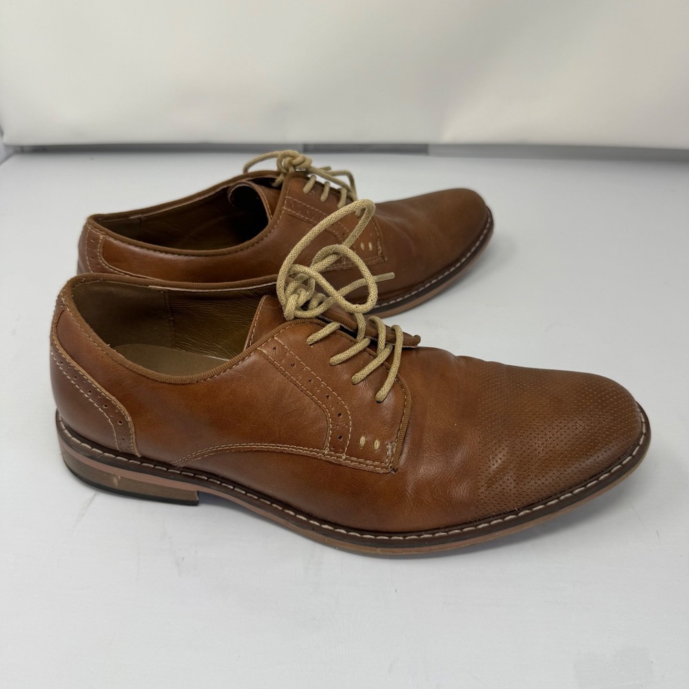 Madden Oxford Dress Shoes 10.5 Brown Cognac Perforated Toe Business Casual Mens